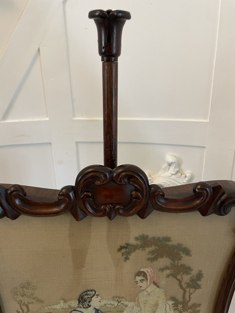 Antique Victorian Quality Carved Rosewood Pole Screen - Image 8